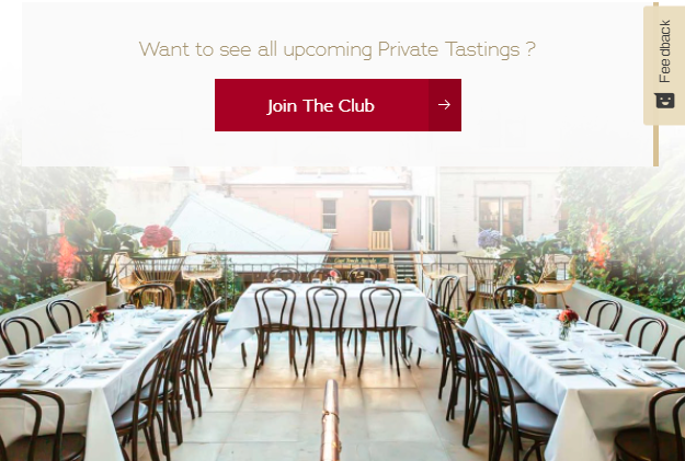 Website screenshot with elements linked to tracked events