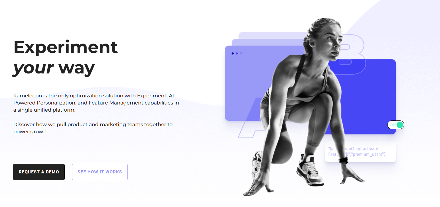 A screenshot of Kameleoon’s homepage.