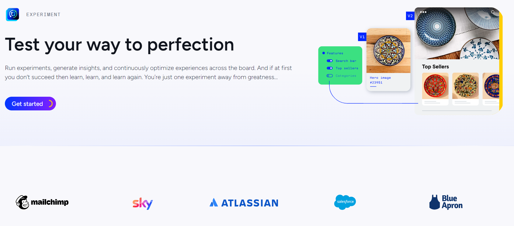 A screenshot of Optimizely’s experiment page
