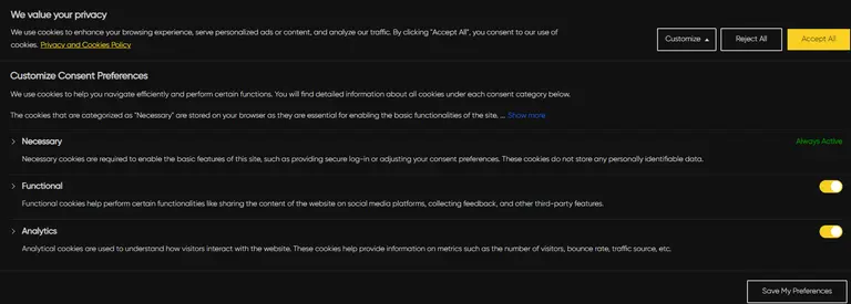A screenshot of Niteco’s privacy and cookies policy.