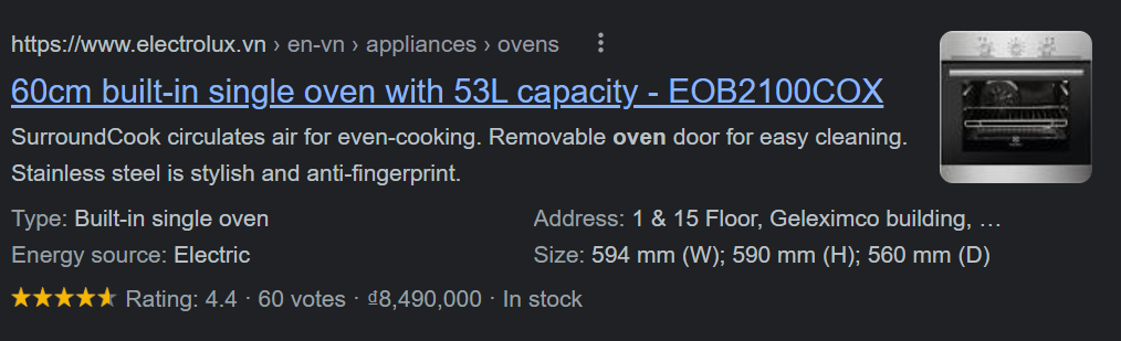 Built-in single oven 60cm with 53L capacity and stainless steel finish