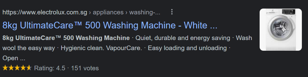 8kg UltimateCare 500 washing machine in white with front-loading design
