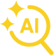 AI magnifying glass with sparkles representing advanced analysis and insight
