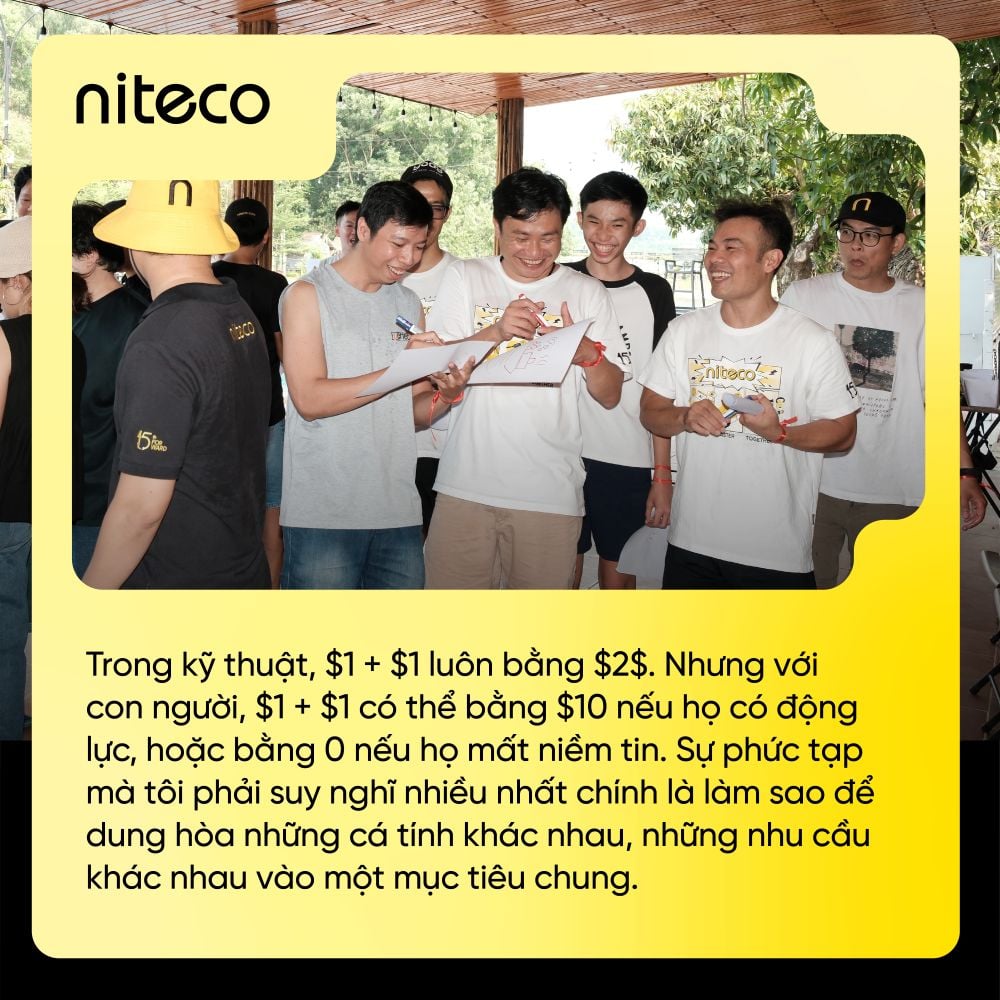 Trong kỹ thuật, 1 + 1 lu&ocirc;n bằng 2. Nhưng với con người, 1 + 1 c&oacute; thể bằng 10 nếu họ c&oacute; động lực, hoặc bằng 0 nếu họ mất niềm tin