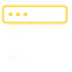 Modern yellow and black CPU tower with vents and ports on a white background