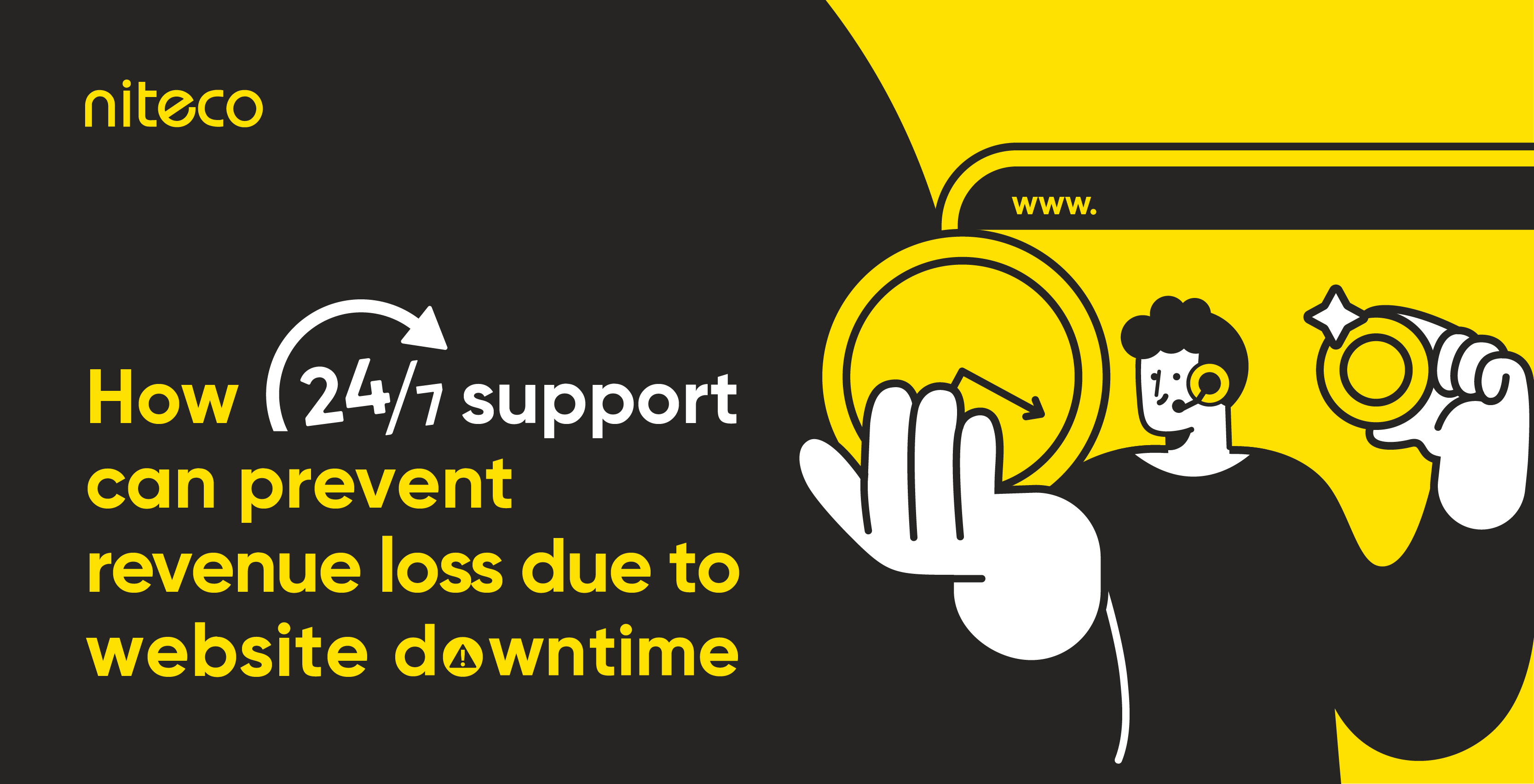 How 24/7 support prevents revenue loss due to website downtime with headset agent