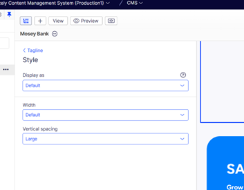 Editing style options in the experience builder