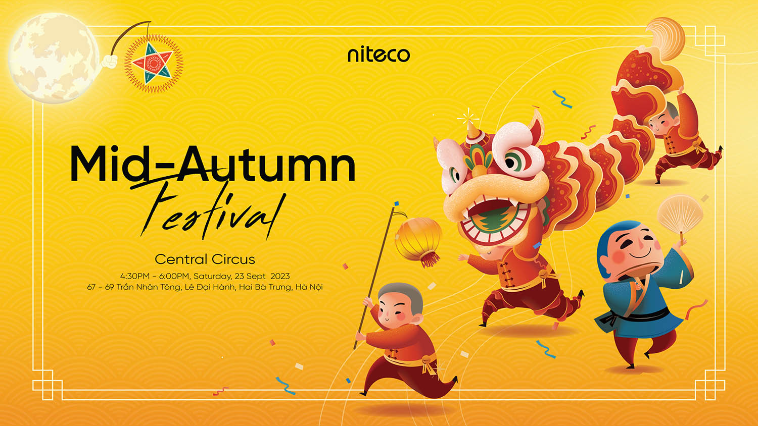 Mid-Autumn Festival celebration with lion dance and lanterns at Central Circus