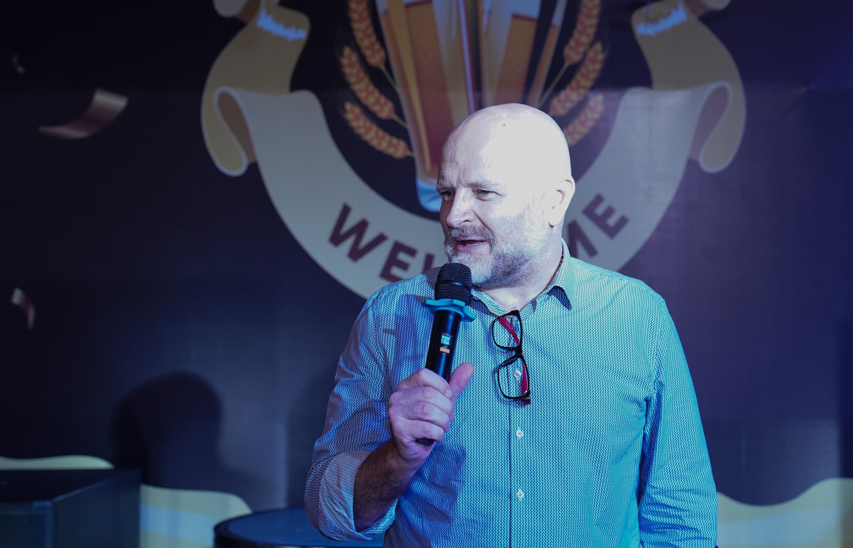 CEO Pelle delivering a speech before the beer fest began