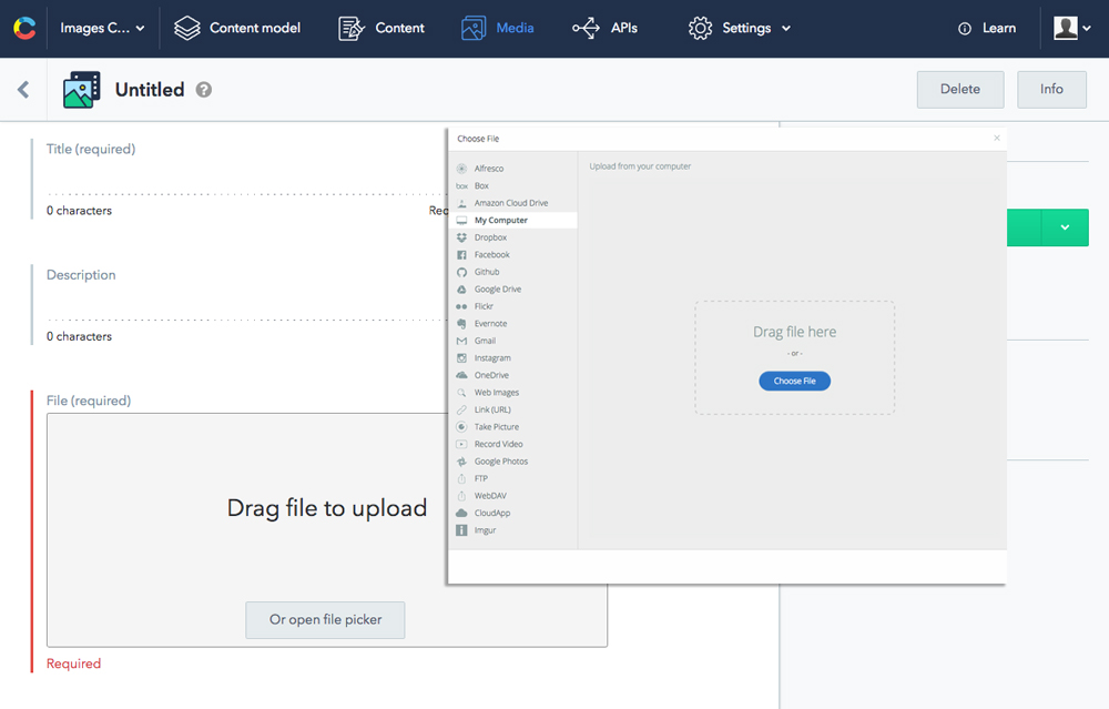 Create, process, edit assets on Contentful.