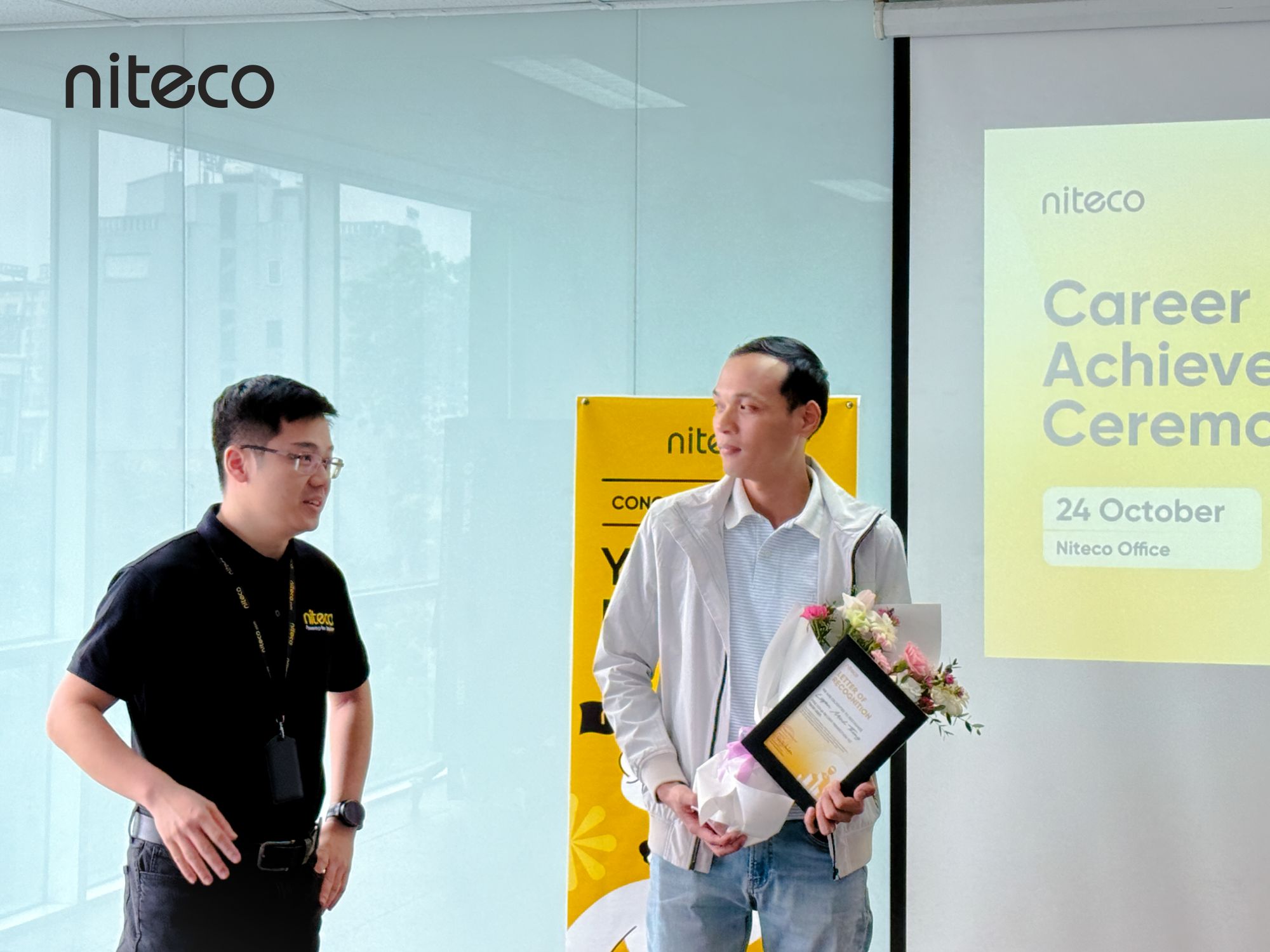 The Manager shared some stories about his newly promoted colleague