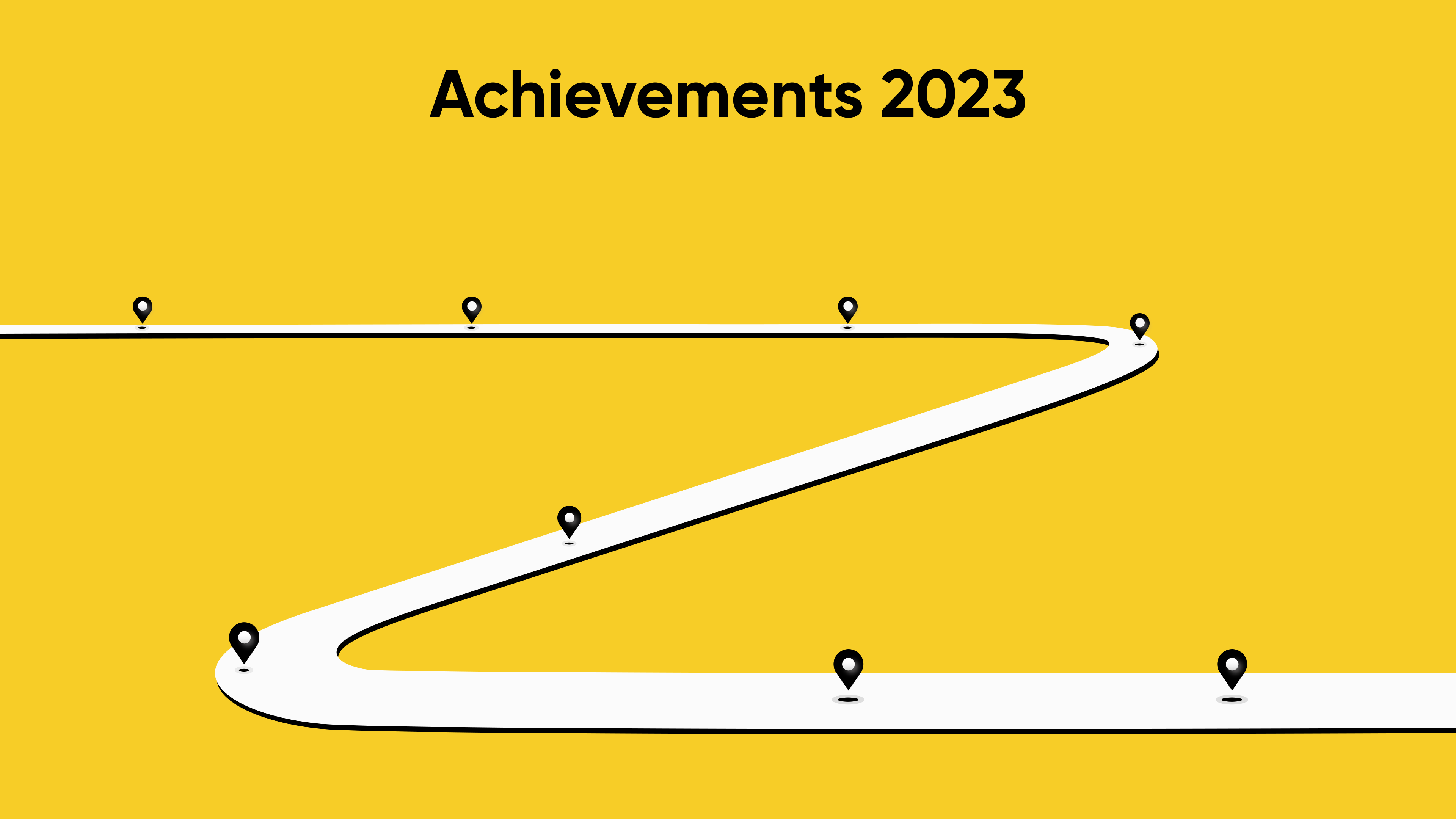 Roadmap with location pins highlighting 2023 milestones