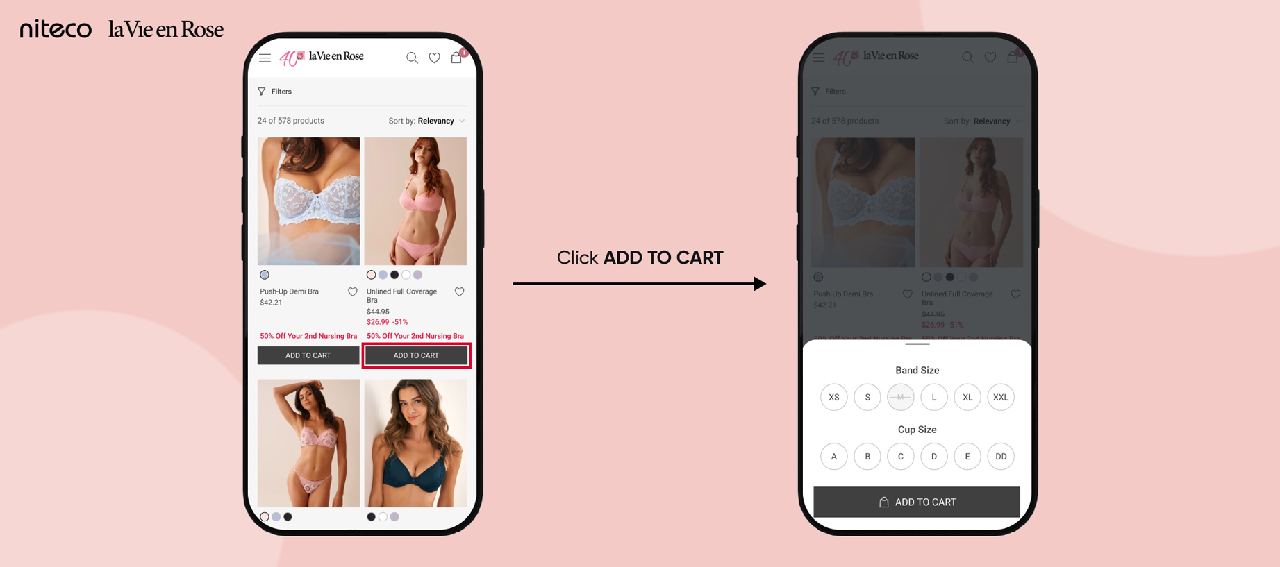 Make Add-to-Cart button on la Vie en Rose's PDP sticky to increase ATC rates