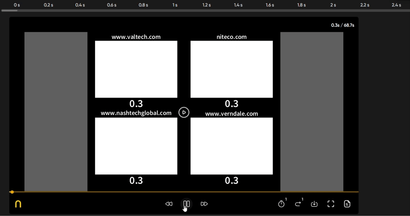 A screen recording of filmstrips of Niteco’s performance audit tool.