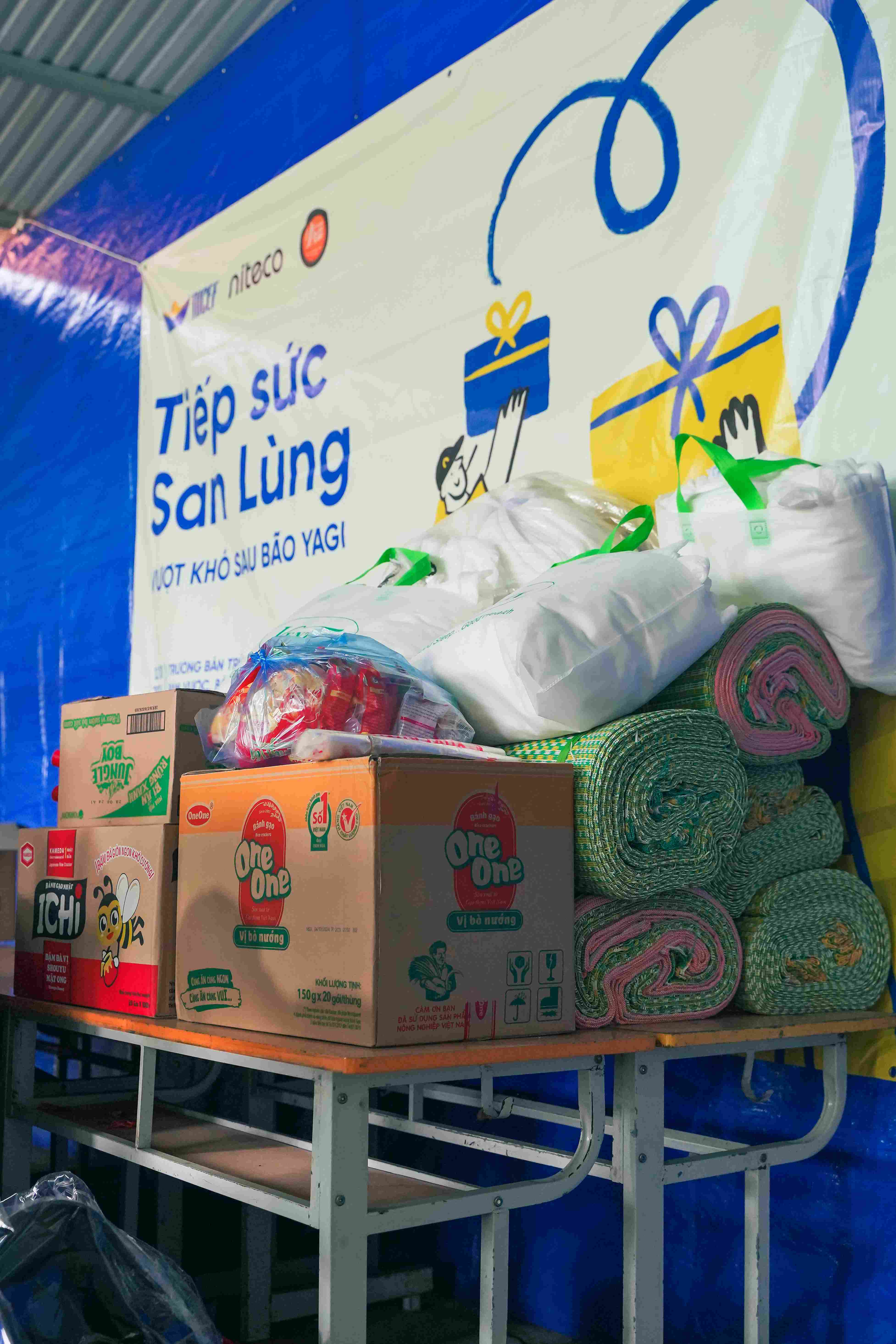 Donated clothing and school supplies