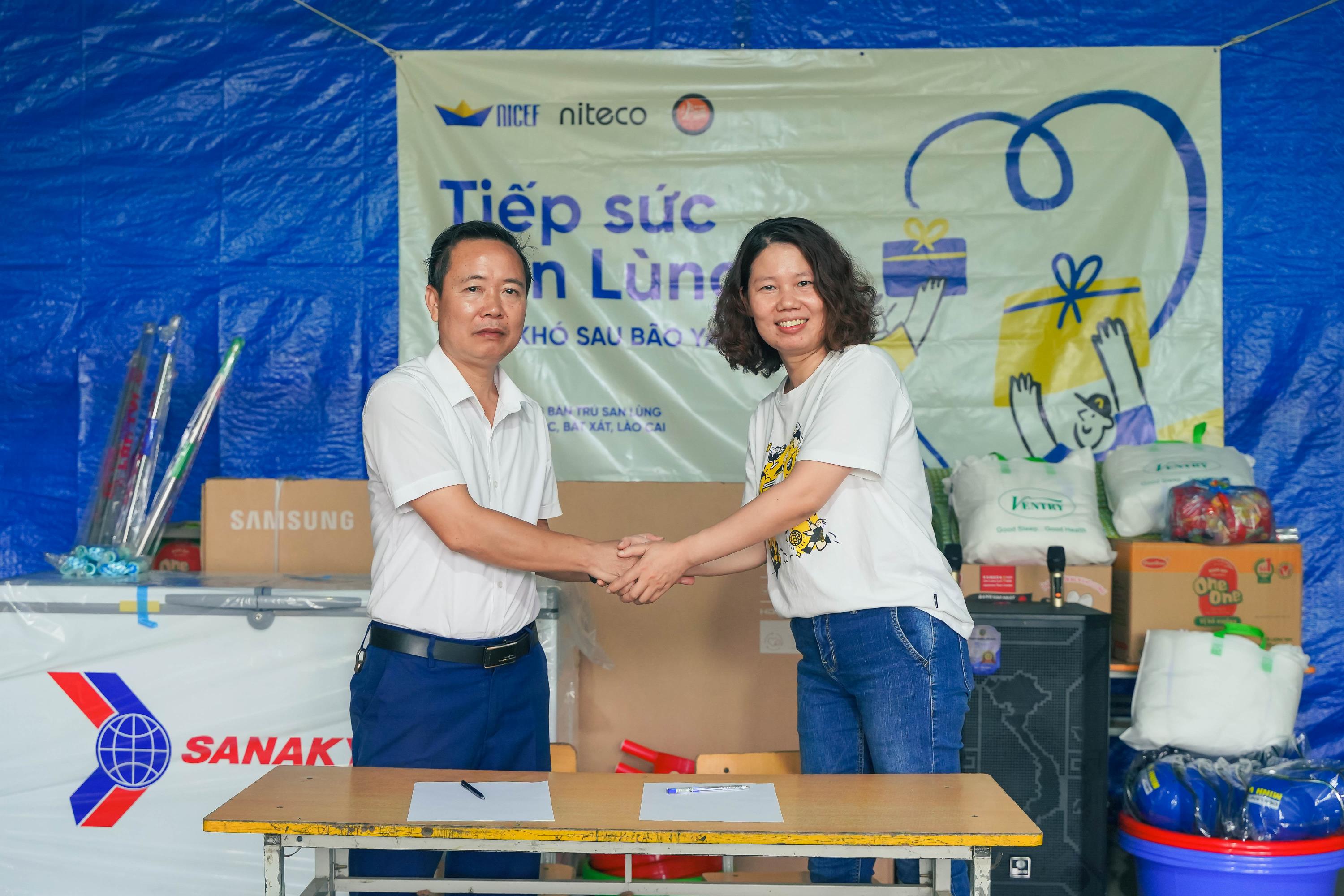 The school receiving donated clothing and school supplies