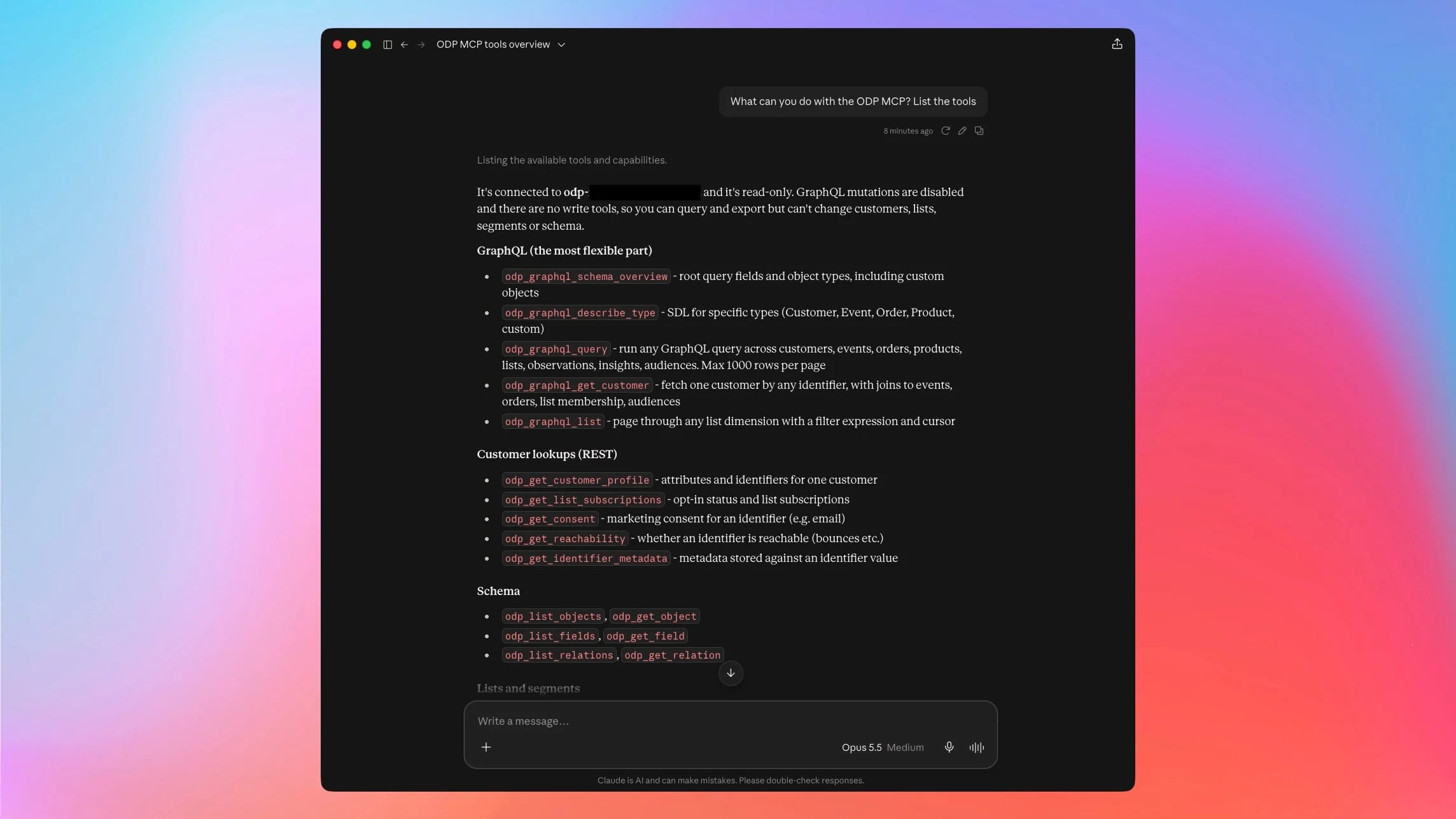 ODP MCP tool