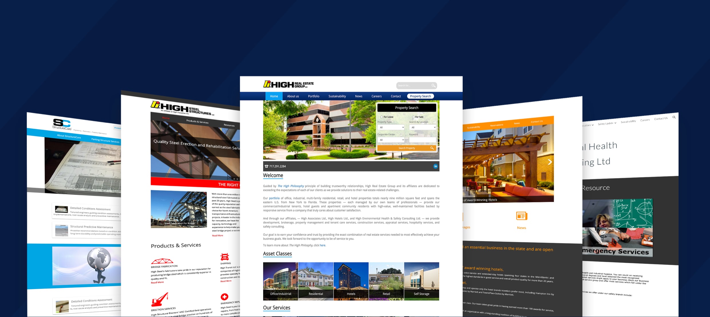 The alt text for the image could be:
High Real Estate Group property search and asset class categories on website