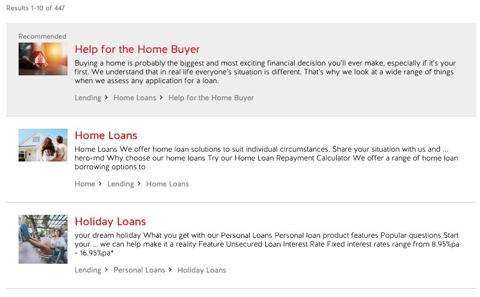 Promoted content highlighted in CMS search results