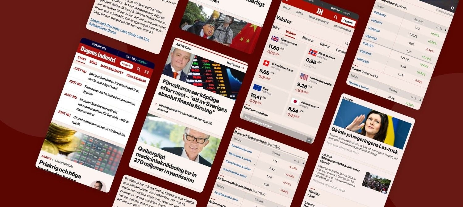 Swedish financial news and stock market updates from Dagens industri and Di websites