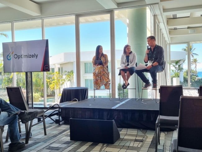 Nicola Ayan, Shraddha Karapurkar, and Paul Tannock at iMedia Summit
